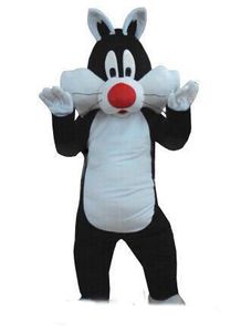 2019 costume de mascotte de chat Sylvester de haute qualité pour animal adulte grand noir avec blanc fête de Pourim Halloween