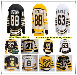 Maillot de hockey du centenaire de Boston David Pastrnak Patrice Bergeron Brad Marchand Pavel Zacha Hampus Lindholm Charlie McAvoy Jake DeBrusk Milan Lucic Linus Ullmark