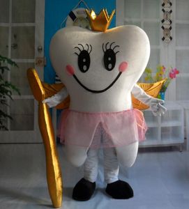 Venta caliente 2019, traje de disfraz de mascota de ángel con dientes felices, ligero y fácil de llevar, para que lo use un adulto