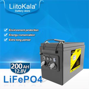 Liitokala 12.8V 200AH Lifepo4 Banque d'alimentation de batterie pour les campeurs Chariot de golf Vent solaire hors réseau pour RV Outdoor / 5V / 12V Sortie