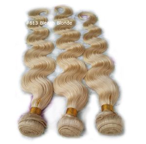 2019 Nouveau Body Wave Weave Platinum Blonde Extensions de cheveux Cheveux brésiliens Weave Malaisie Indien Péruvien Pleine Tête 3pc 100GBundle 4662646