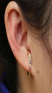 2019 Nouveau designer Femmes coloré CZ Circle Ear Cuff Clip Clip Eargs Gold Color Wedding Piercing Dualpurpose bijoux Oreilles 29113522381