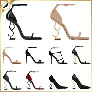 Avec boîte Femmes Luxe Robe Chaussures Designer Talons Hauts En Cuir Verni Ton Or Triple Noir Nuede Rouge Femmes Dame Talon Mode Sandales Fête Mariage Bureau Pompes