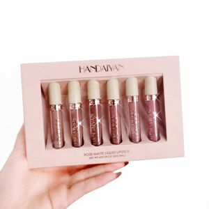 HANDAIYAN brillant à lèvres 6pcs / Box Velvet Matte Lipstick Set Lips Makeup Nude Stick Kit Make Up Cosmetics Matt Tint Lip Balm Cream Pigment