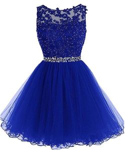 2019 New Scoop Short Prom Homecoming Dress A Line Tulle Beaded Crystals Apliques Graduation Cocktail Party Dress QC1299