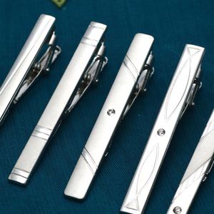 New Simple Metal Silver Tie Clip For Men Wedding Necktie Clasp Clip Gentleman Bar Crystal Pin Mens Gift