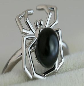 2019 New Spider Silver Rings 925 Sterling Silver Natural Natural Black Sapphire Anneau personnalisé Femmes de mariage Jewelry3367748