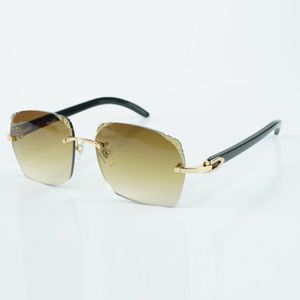 Date vente chaude style exquis 3524018 micro lentilles de coupe lunettes de soleil naturel noir corne de buffle temples lunettes taille 18-140mm
