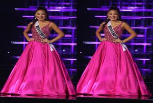 2019 Sparkly Crystal V Neck The Miss Teen USA Pageant Robes De Célébrités Fuchsia Tache Longueur De Plancher Robes De Soirée Formelles1969171