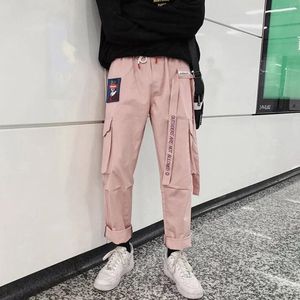 2019 Cylindre droit Harem Pantalon Rose Hommes Casual Joggers Baggy RIbbon Pantalon Tactique Harajuku Streetwear Hip Hop Pantalon MenMX190902