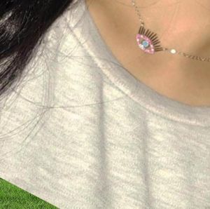 2019 Top Fashion Maxi Collier Collier Collares Garantie 925 en argent sterling femmes Cils Evil Eye Turc Bijoux Rose Couleur Cz4819648