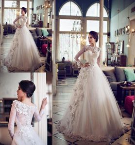 Vestido de novia de manga larga de la cremallera de 2019 encaje hecho a medida de tamaño de boda griego a medida con mangas de primavera de vestos de novia1540344
