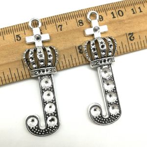 En gros lot 50 PCS couronne baguettes antiques breloques en argent pendentifs résultats de bijoux DIY pour collier bracelet 54*17mm DH0807