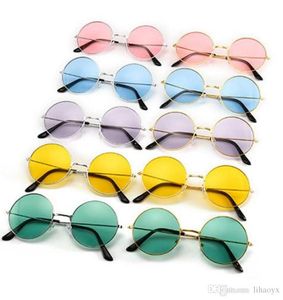 Venta al por mayor, gafas de sol redondas retro, montura de metal, gafas de sol coloridas para PC para hombres y mujeres, accesorios de moda DC397