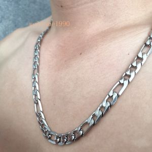 2019 cadeaux de Noël pour garçons hommes en acier inoxydable argent NK chaîne Figaro Link collier de haute qualité 9mm 24 ''énorme bijoux 211T