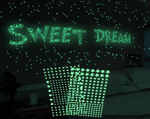 202 pièces ensemble 3D bulle étoiles lumineuses points autocollant mural brillent dans le noir pour bricolage enfants chambres de bébé stickers muraux autocollants fluorescents7748590