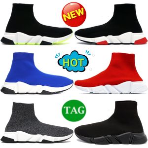 Botas de diseñador Paris Speed Trainer Zapatos para hombre Logotipo Imprimir Triple Negro Blanco Verde Rojo Noir Azul Eléctrico Lujos Alto Calcetín Bota Moda para mujer Zapatillas de deporte Botines