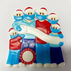 2020 DIY Nom Bénédictions 3D Bonhomme De Neige Arbre De Noël Suspendus Pendentif PVC Spot Masque Nouvelles Décorations De Noël Père Noël Navire Rapide OOA9684