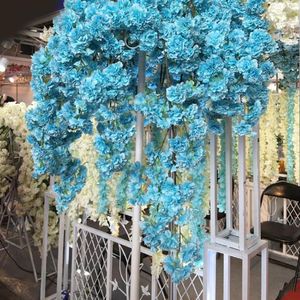 2020 bricolage soie artificielle fleurs de cerisier branche fleur soie glycine vignes pour la maison fête de mariage décoration fleur Bouquet 5 pièces