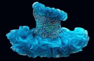 2020 Glitz Cupcake Organza Little Girls039 Vestidos del desfile Sparkly Un hombro con cuentas Crystal Short Girls039 Fiesta de graduación Dre3380294