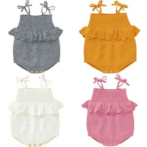 2020 Alta Calidad Baby Boy Knit Momber Chicas Lindo Crochet Crochet Mamelas Niño Marca Spring Suspender Infantil Encantador Encantador Romper G220223