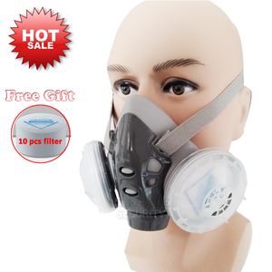 Capas de ciclismo 2023 Respirador de polvo de alta calidad con doble filtro de filtro Medio cara para carpinteros Miner pulido a prueba de polvo