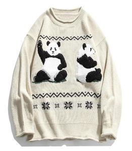 2020 Hip Hop Streetwear chinois Panda Patchwork hommes pull tricoté automne Harajuku pull surdimensionné coton pull femmes Men8344875