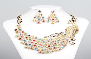 2020 luxe Phoenix accessoires de mariage strass collier boucles d'oreilles mariée bijoux ensembles coloré pas cher colliers de mariée 150926214001