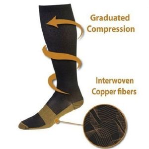 2020 hommes femmes 2020 nouvelles chaussettes de Compression infusées de cuivre 20-30mmHg diplômé hommes femmes Patchwork longues chaussettes S-XXL