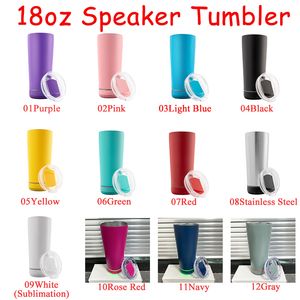 11 colores 18oz creativo tumblers de música inalámbrica impermeable acero inoxidable agua botella altavoces portátil sublimación altavoz tambor