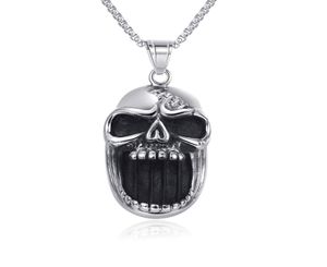 2020 Nouvelle arrivée 316l Titanium Steel Skull Pendant Collier Punk Rock Jewelry for Men Can Open Beer Lid Whole 7800362