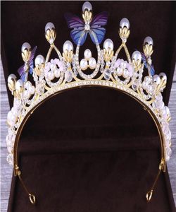 2020 NUEVO diseño Barato Bling Bling Set Crowns Butterfly Pearls Crystal Jewelry Accesorios Tiaras de boda Cabello 4586311