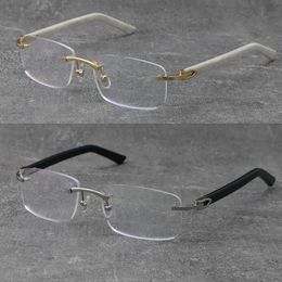 Nouvelle Mode 8200757 Lunettes De Soleil Sans Monture Cadres De Lecture Lunettes De Planche Blanche C Décoration Or 18K Cadre Presbytie Lunettes Hommes Myope Optique Mâle Et Femelle