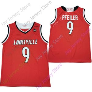 2020 New Louisville College Basketball Jersey NCAA 9 Pfeiler Red Todos los hombres cosidos y de bordado tamaño juvenil