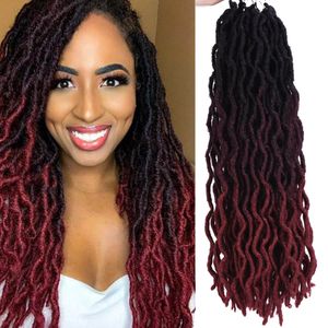 Ombre Curly Crochet Hair Synthetic Braiding Hair Extensions Goddess Faux Locs 18 Inches Soft Dreads Dreadlocks Hair wave dreads