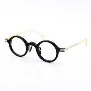 Nouvelles montures originales gratuites en corne de buffle floral Lunettes de vue presbytes Lunettes de vue circulaires Lunettes de vue myopes en titane Lunettes rondes vintage unisexes limitées