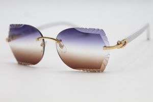 Nouveau populaire lentille sculptée optique 8200762A lunettes de soleil sans monture unisexe mélange de métal blanc importation lunettes de planche lunettes de soleil de haute qualité