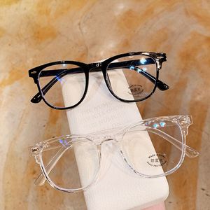 Nuevo diseño visual de media llanta, gafas ópticas estilo Geek, montura TR90 con lentes transparentes grandes, luz anti-azul, venta al por mayor
