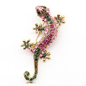 2020 nuevas damas broche broche de explosión de diamantes de aleación de lagarto gecko de las mujeres de cuatro patas pin serpiente fábrica de accesorios de vestir