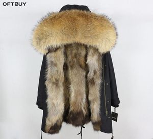 2020 Real Fur Coat Jacket Winter Women Long Parka Imploude Big Natural Piel Collar Collar Collar Cuello Grueso Fox For Liner CX29550195