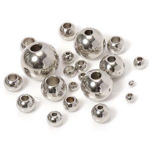 100pcs Stainless Steel Spacer Beads Loose Ball Big Hole 1.2mm-5mm For Jewelry Making Diy Bracelets Necklace Beaded Accessories Fashion JewelryBeads