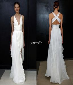2020 Robes de mariée de gaine Les mariées grecs de déesse portent bon marché longue fente en pleine longueur jupe bohème boho robes nues 9382909