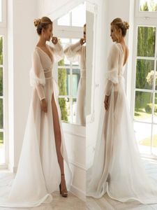 2020 Sheer Organza vestes de mariage manches longues sur mesure robes de mariée mariée demoiselle d'honneur vêtements de nuit une ligne de mariage Cape Coat9001522