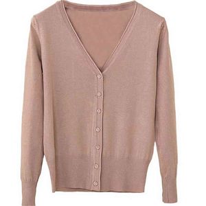 Cardigan coréen à col en v pour femme, tricoté à manches longues, boutons amples, manteau fin, printemps 2020, Zy3603