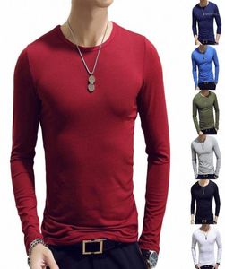 2020 Spring Men T Shirts Long manga o cuello Fitness informal Jogging Fashion Solid Fashion Tee Basic Homme Top Clothing DXF233373181