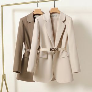 Printemps automne femmes élégantes vestes 2023 col cranté simple boutonnage Blazer bureau dame à manches longues solide Blazer manteau avec ceinture