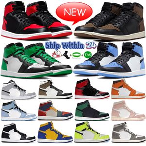 Palomino 1 1S Chaussures de basket-ball pour hommes Satin Bred UNC Toe Washed Noir Rose Lost Found Lucky Green Ice University Blue Bred Brevet Dark Mocha Femmes Baskets Baskets