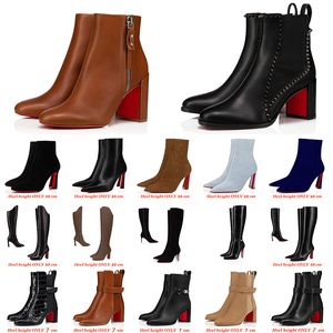 Luxury Designer Red Bottom Las botas de mujer Boots Chelsea Over The Knee Boot High red bottoms heels Lady Pointed-Toe Pumps Ankle Short Heel Booties