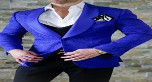 2020 VINTAGE Royal Blue Paisley Tuxedos Estilo británico Cena chaqueta Shawl Lapel a medida Traje para hombre Slim Fit Blazer Wedding Suit2818521