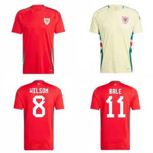 2024 Pays de Galles Soccer Jersey Mens # 11 Bale Rodon Levitt Soccer Shirt Mens # 8 Wilson Johnson Ramsey Home Away Football Uniforme Kids Kit